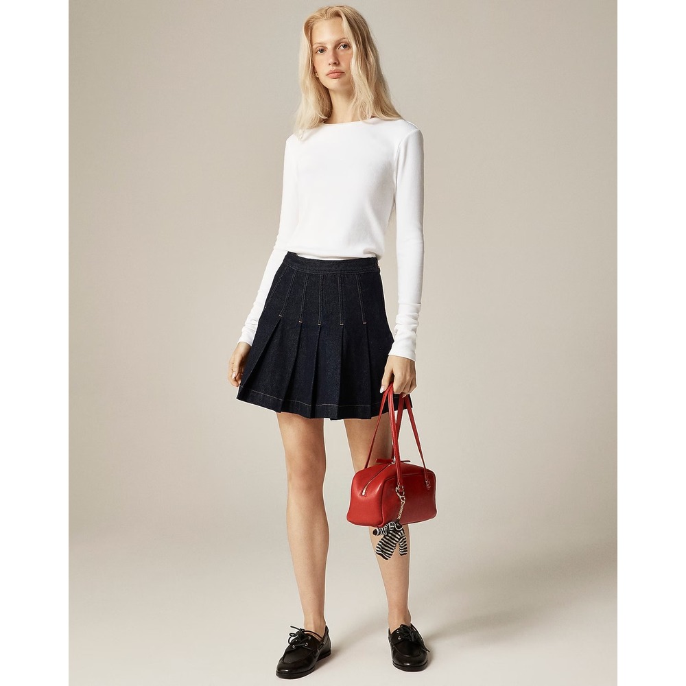 J.Crew Womens Perfect Rib Long-Sleeve T-Shirt White Crew Neck Slim Fit Top M